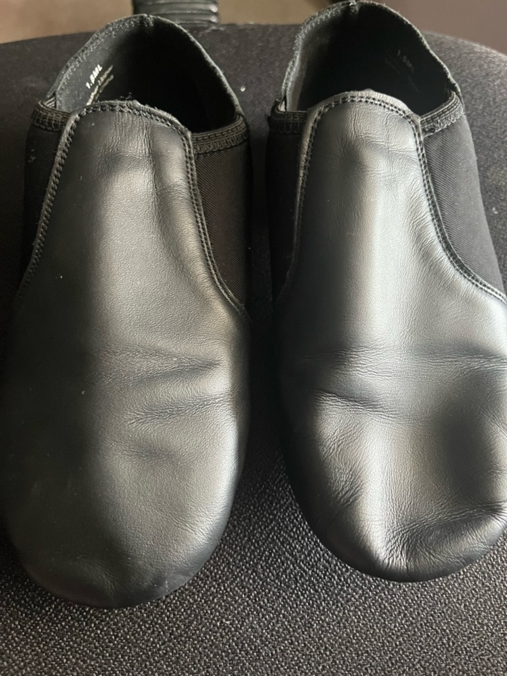 Little girls Black Slip-On Leather dance Shoes